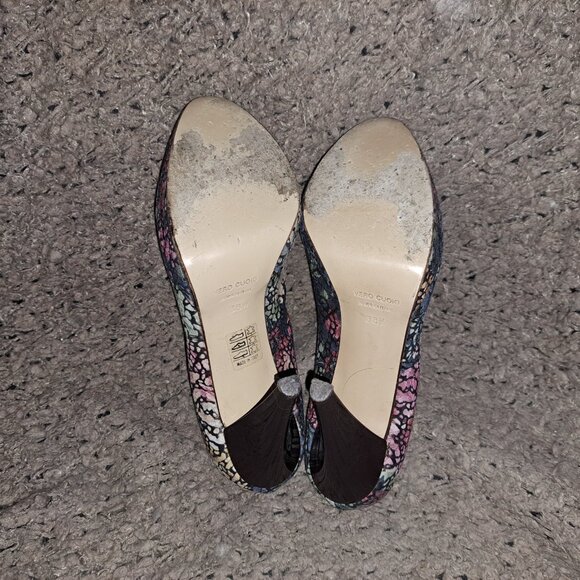 GIULIANO VENANZI Italy-Crackled Nubuck Colorful Florals-Platform-Sz 8-Excellent - Picture 8 of 8